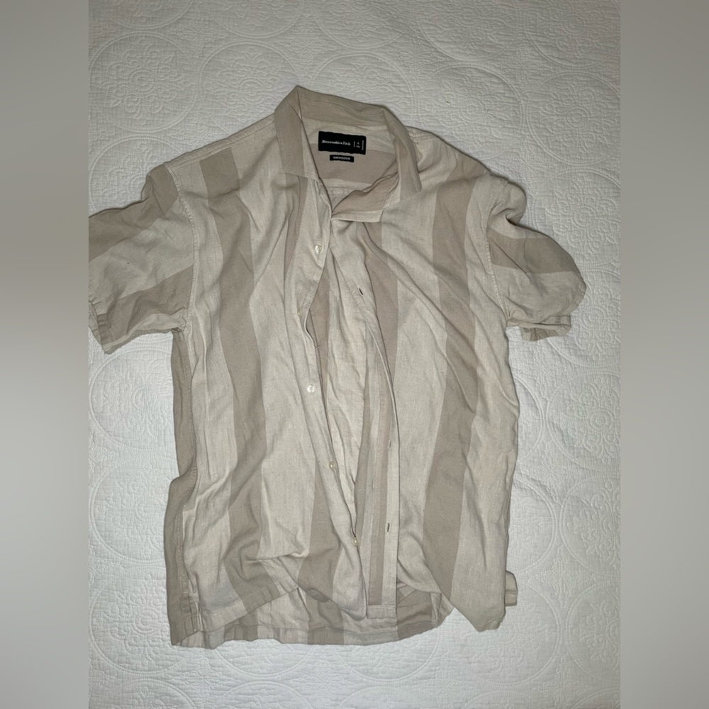 Men’s Abercrombie & Fitch Oversized Striped Linen Shirt